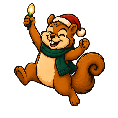 Chestnut & Cheer mascot jumping and cheering
